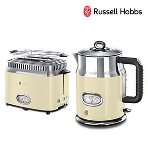 [Russell Hobbs] 러셀홉스 레트로 전기포트+토스터 세트_RH-2167C+RH-2168C_크림